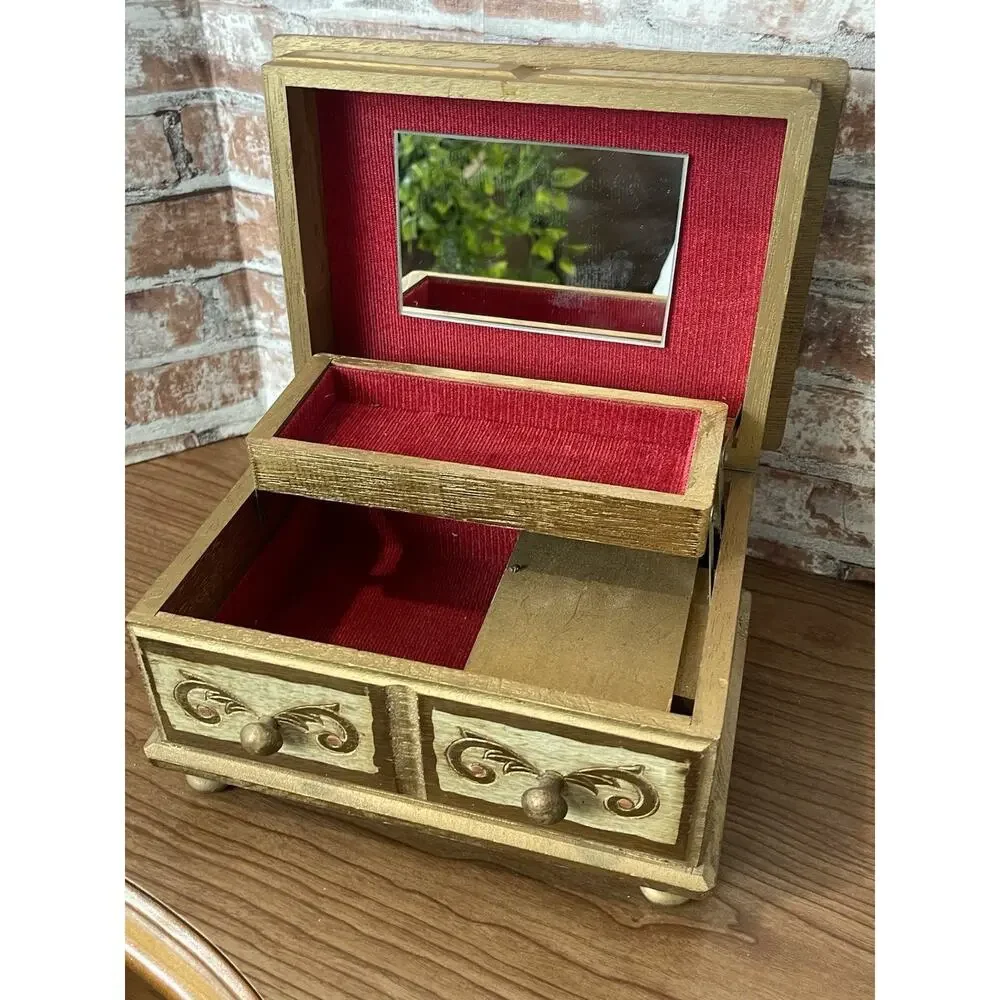 Vintage Mele Florentine Style Jewelry Box 1960s Gold Gilted Jewelry Storage